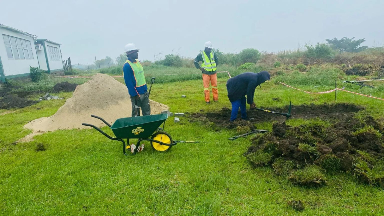 Students participating in construction training program
