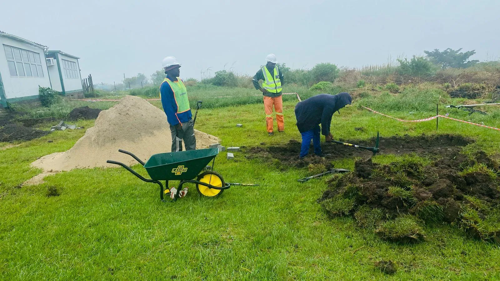 Students participating in construction training program